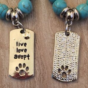 Silver Turquoise beaded Pets Furry Friend Bracelet, beads, alloy metal